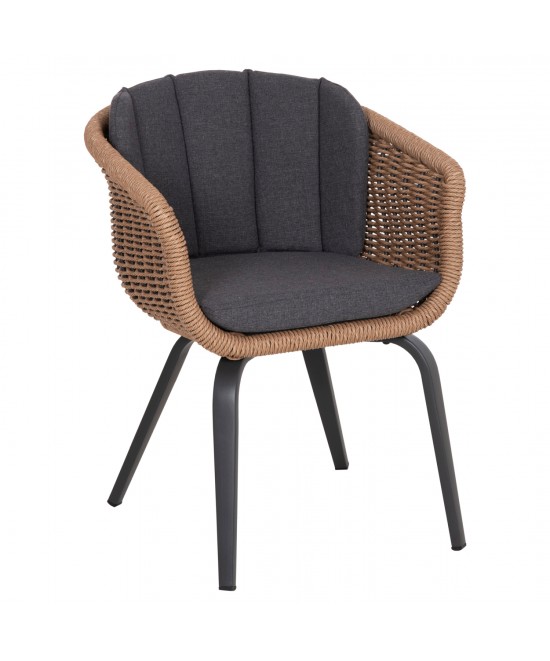 ΠΟΛΥΘΡΟΝΑ VICTUS HM6559.01 ΑΛΟΥΜΙΝΙΟ & OLEFIN ΓΚΡΙ-TWIST WICKER 60x62x76Yεκ