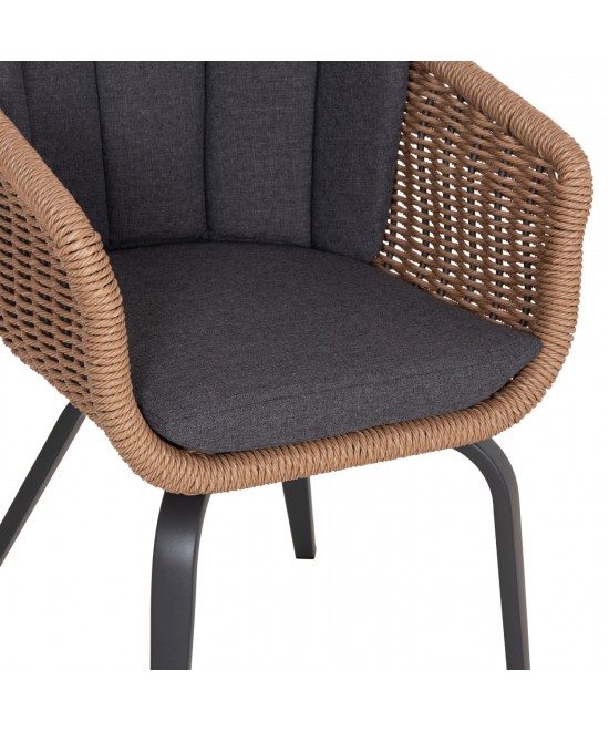 ΠΟΛΥΘΡΟΝΑ VICTUS HM6559.01 ΑΛΟΥΜΙΝΙΟ & OLEFIN ΓΚΡΙ-TWIST WICKER 60x62x76Yεκ