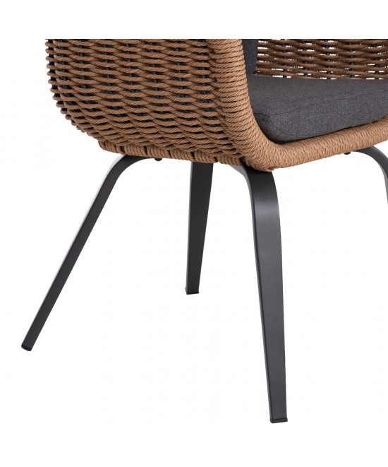 ΠΟΛΥΘΡΟΝΑ VICTUS HM6559.01 ΑΛΟΥΜΙΝΙΟ & OLEFIN ΓΚΡΙ-TWIST WICKER 60x62x76Yεκ