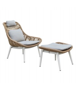 ΠΟΛΥΘΡΟΝΑ LOUNGE ΜΕ ΥΠΟΠΟΔΙΟ REMVAZZO HM6561.02 ΑΛΟΥΜΙΝΙΟ ΜΠΕΖ--WICKER 90x85x96Υεκ