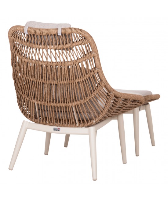 ΠΟΛΥΘΡΟΝΑ LOUNGE ΜΕ ΥΠΟΠΟΔΙΟ REMVAZZO HM6561.02 ΑΛΟΥΜΙΝΙΟ ΜΠΕΖ--WICKER 90x85x96Υεκ