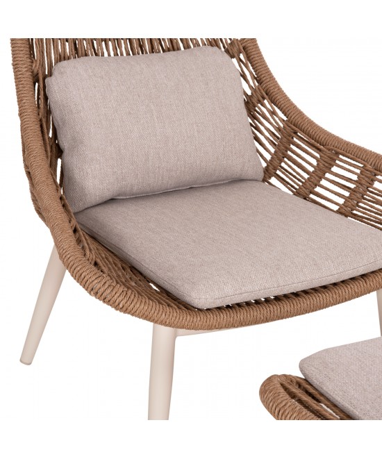 ΠΟΛΥΘΡΟΝΑ LOUNGE ΜΕ ΥΠΟΠΟΔΙΟ REMVAZZO HM6561.02 ΑΛΟΥΜΙΝΙΟ ΜΠΕΖ--WICKER 90x85x96Υεκ