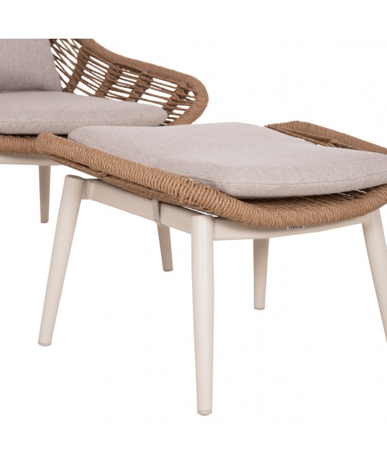 ΠΟΛΥΘΡΟΝΑ LOUNGE ΜΕ ΥΠΟΠΟΔΙΟ REMVAZZO HM6561.02 ΑΛΟΥΜΙΝΙΟ ΜΠΕΖ--WICKER 90x85x96Υεκ