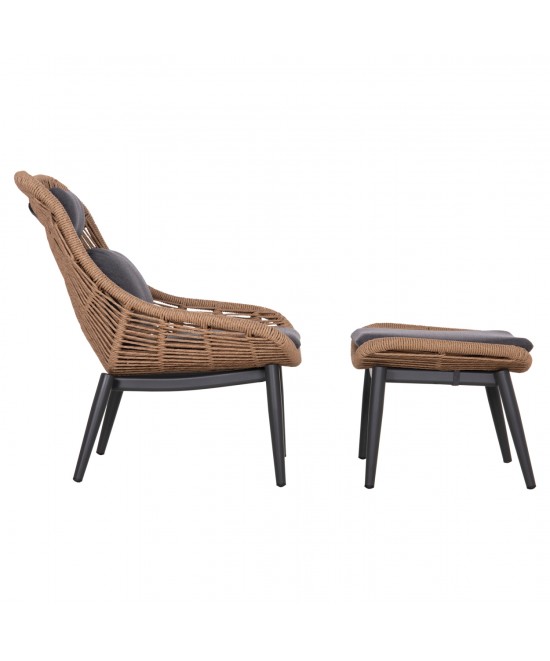 ΠΟΛΥΘΡΟΝΑ LOUNGE ΜΕ ΥΠΟΠΟΔΙΟ REMVAZZO HM6561.01 ΑΛΟΥΜΙΝΙΟ ΓΚΡΙ--WICKER 90x85x96Υεκ