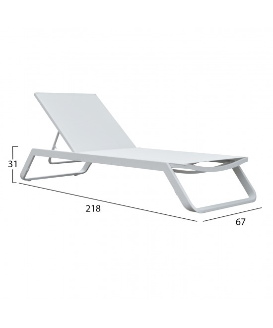 ΞΑΠΛΩΣΤΡΑ ΑΛΟΥΜΙΝΙΟΥ MARIMAR HM6562.02 ΣΚΕΛΕΤΟΣ & TEXTILENE ΛΕΥΚΟ 220x67.5x31.5Υεκ