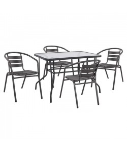 ΣΕΤ ΤΡΑΠΕΖΑΡΙΑΣ 5ΤΜΧ ADAM HM21220.01 ΚΑΡΕΚΛΕΣ ΜΕΤΑΛΛΙΚΕΣ & ΤΡΑΠΕΖΙ 110x60 ΓΚΡΙ