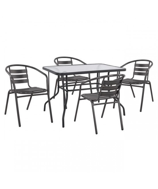 ΣΕΤ ΤΡΑΠΕΖΑΡΙΑΣ 5ΤΜΧ ADAM HM21220.01 ΚΑΡΕΚΛΕΣ ΜΕΤΑΛΛΙΚΕΣ & ΤΡΑΠΕΖΙ 110x60 ΓΚΡΙ