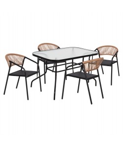 ΣΕΤ ΤΡΑΠΕΖΑΡΙΑΣ 5ΤΜΧ ADAM HM10727.03 ΚΑΡΕΚΛΕΣ ΜΕΤΑΛΛΙΚΕΣ & ΤΡΑΠΕΖΙ 120x70εκ ΜΑΥΡΟ