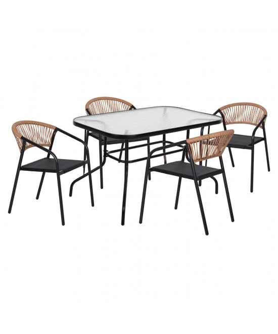 ΣΕΤ ΤΡΑΠΕΖΑΡΙΑΣ 5ΤΜΧ ADAM HM10727.03 ΚΑΡΕΚΛΕΣ ΜΕΤΑΛΛΙΚΕΣ & ΤΡΑΠΕΖΙ 120x70εκ ΜΑΥΡΟ