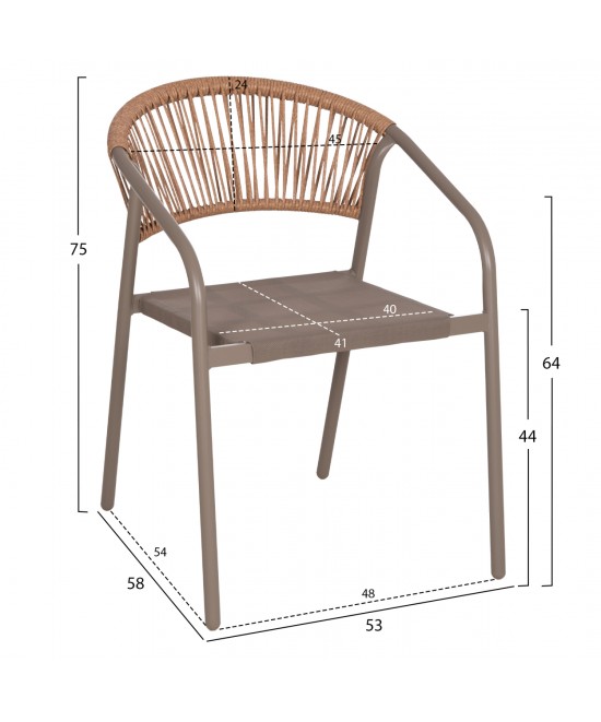 ΣΕΤ ΤΡΑΠΕΖΑΡΙΑΣ 5ΤΜΧ BRUNO HM10727.04 ΚΑΡΕΚΛΕΣ ΜΕΤΑΛΛΙΚΕΣ & ΤΡΑΠΕΖΙ 140x80εκ ΣΑΜΠΑΝΙ