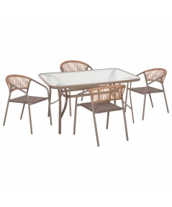 ΣΕΤ ΤΡΑΠΕΖΑΡΙΑΣ 5ΤΜΧ BRUNO HM10727.04 ΚΑΡΕΚΛΕΣ ΜΕΤΑΛΛΙΚΕΣ & ΤΡΑΠΕΖΙ 140x80εκ ΣΑΜΠΑΝΙ