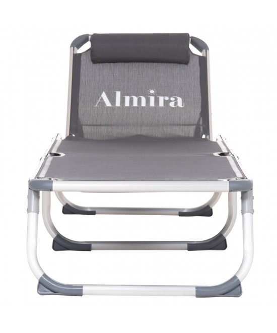 ΞΑΠΛΩΣΤΡΑ ΠΑΡΑΛΙΑΣ ΑΛΟΥΜΙΝΙΟΥ ΒΑΡ.ΤΥΠΟΥ ALMIRA HM5054.10 ΓΚΡΙ TEXTILENE 187x59x78Υεκ