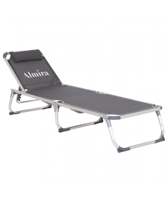 ΞΑΠΛΩΣΤΡΑ ΠΑΡΑΛΙΑΣ ΑΛΟΥΜΙΝΙΟΥ ΒΑΡ.ΤΥΠΟΥ ALMIRA HM5054.10 ΓΚΡΙ TEXTILENE 187x59x78Υεκ