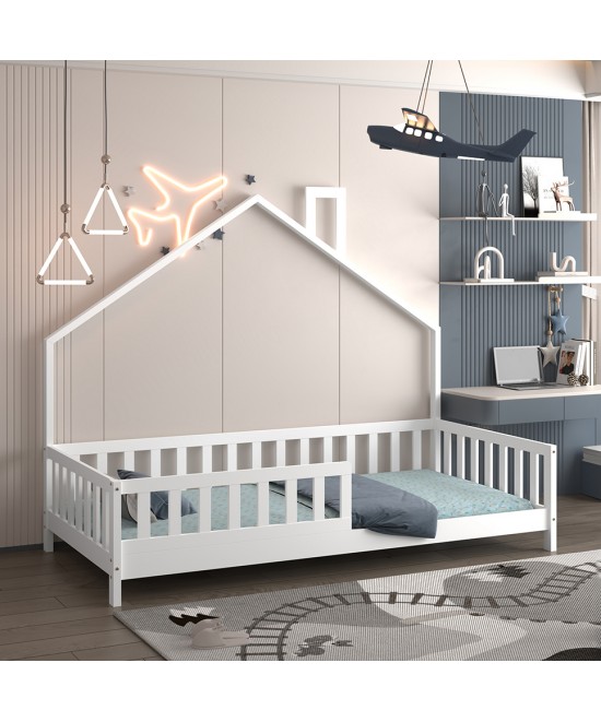 ΚΡΕΒΑΤΙ ΠΑΙΔΙΚΟ HOUSER HM740.03 τ.MONTESSORI ΞΥΛΟ ΠΕΥΚΟ ΛΕΥΚΟ--ΓΙΑ 190x90εκ