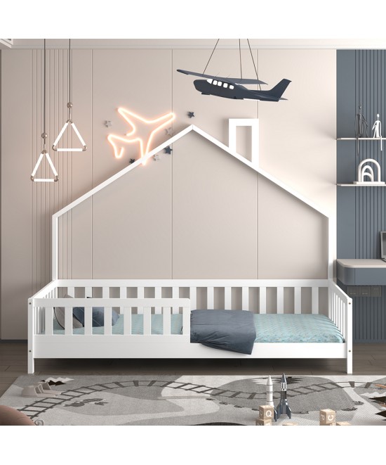 ΚΡΕΒΑΤΙ ΠΑΙΔΙΚΟ HOUSER HM740.03 τ.MONTESSORI ΞΥΛΟ ΠΕΥΚΟ ΛΕΥΚΟ--ΓΙΑ 190x90εκ