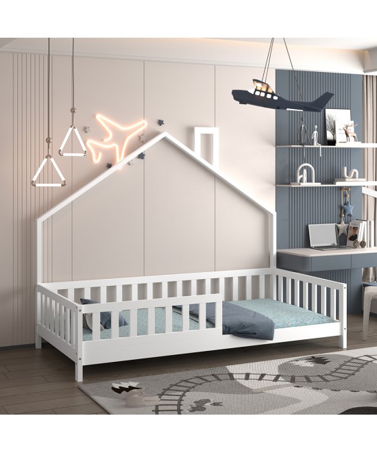 ΚΡΕΒΑΤΙ ΠΑΙΔΙΚΟ HOUSER HM740.03 τ.MONTESSORI ΞΥΛΟ ΠΕΥΚΟ ΛΕΥΚΟ--ΓΙΑ 190x90εκ