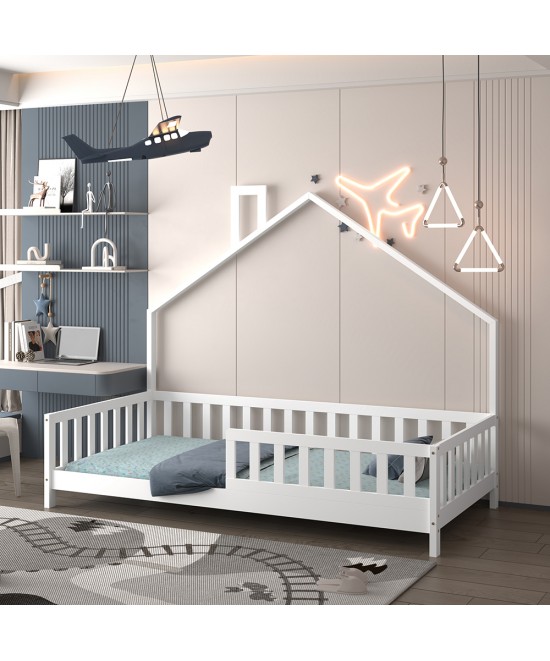 ΚΡΕΒΑΤΙ ΠΑΙΔΙΚΟ HOUSER HM740.03 τ.MONTESSORI ΞΥΛΟ ΠΕΥΚΟ ΛΕΥΚΟ--ΓΙΑ 190x90εκ