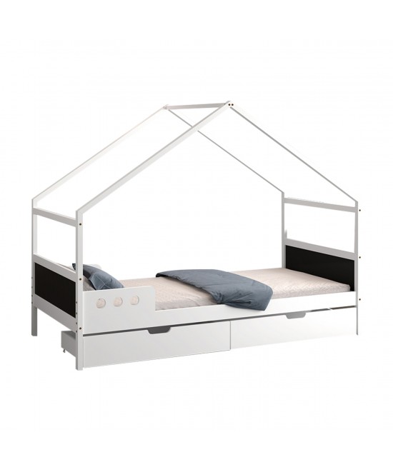 ΚΡΕΒΑΤΙ ΠΑΙΔΙΚΟ ΜΕ ΣΥΡΤΑΡΙΑ HOUSER HM741.01 τ.MONTESSORI ΞΥΛΟ ΠΕΥΚΟ ΛΕΥΚΟ-190x90εκ