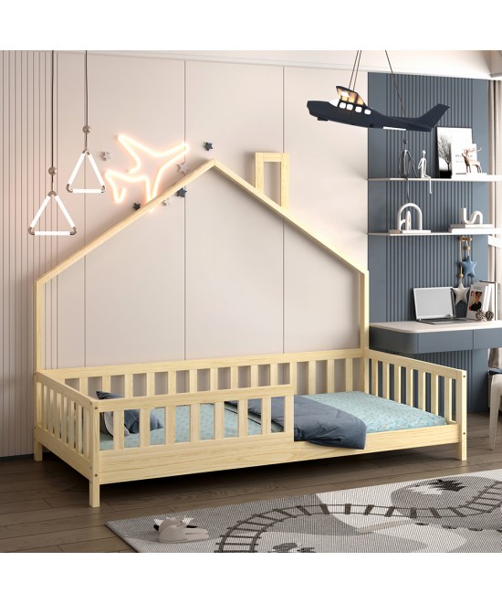 ΚΡΕΒΑΤΙ ΠΑΙΔΙΚΟ HOUSER HM740.01 τ.MONTESSORI ΞΥΛΟ ΠΕΥΚΟ ΦΥΣΙΚΟ--ΓΙΑ 190x90εκ