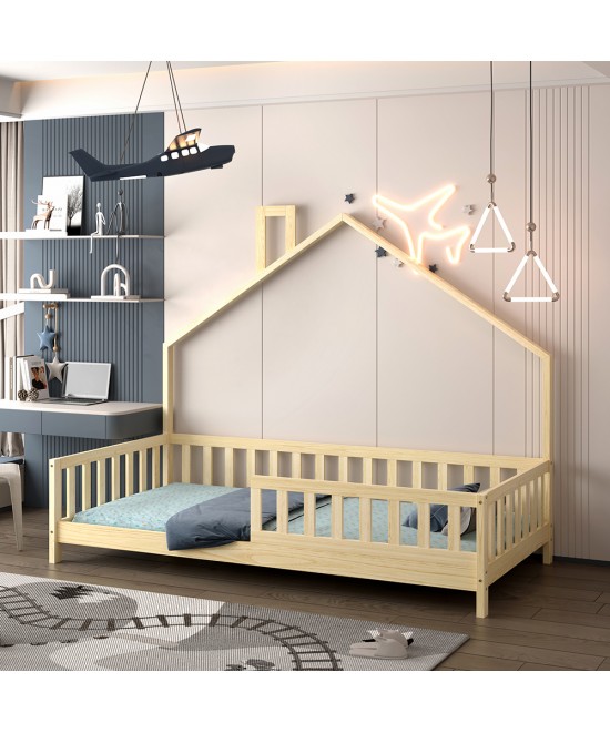 ΚΡΕΒΑΤΙ ΠΑΙΔΙΚΟ HOUSER HM740.01 τ.MONTESSORI ΞΥΛΟ ΠΕΥΚΟ ΦΥΣΙΚΟ--ΓΙΑ 190x90εκ