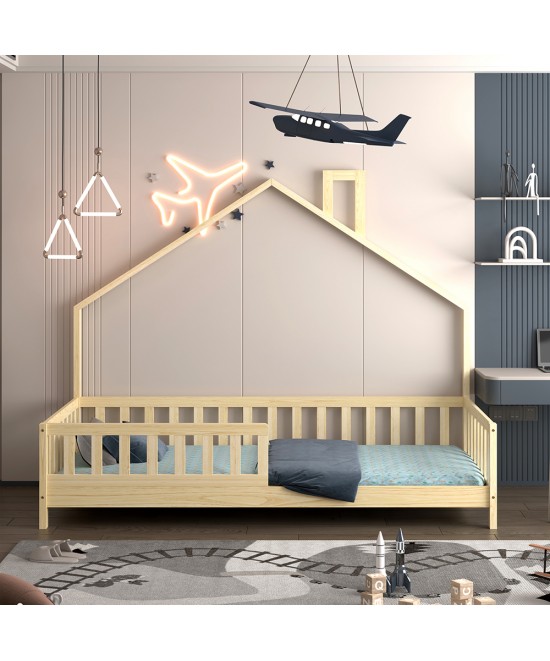 ΚΡΕΒΑΤΙ ΠΑΙΔΙΚΟ HOUSER HM740.01 τ.MONTESSORI ΞΥΛΟ ΠΕΥΚΟ ΦΥΣΙΚΟ--ΓΙΑ 190x90εκ