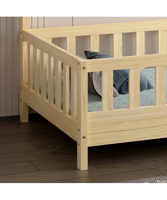 ΚΡΕΒΑΤΙ ΠΑΙΔΙΚΟ HOUSER HM740.01 τ.MONTESSORI ΞΥΛΟ ΠΕΥΚΟ ΦΥΣΙΚΟ--ΓΙΑ 190x90εκ