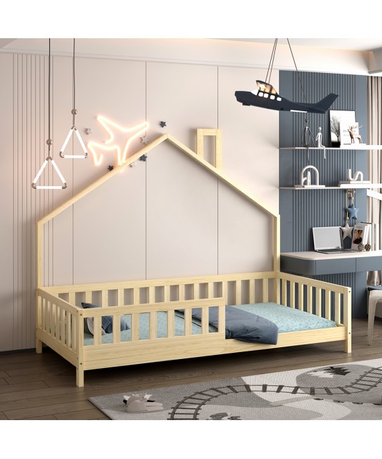 ΚΡΕΒΑΤΙ ΠΑΙΔΙΚΟ HOUSER HM740.01 τ.MONTESSORI ΞΥΛΟ ΠΕΥΚΟ ΦΥΣΙΚΟ--ΓΙΑ 190x90εκ