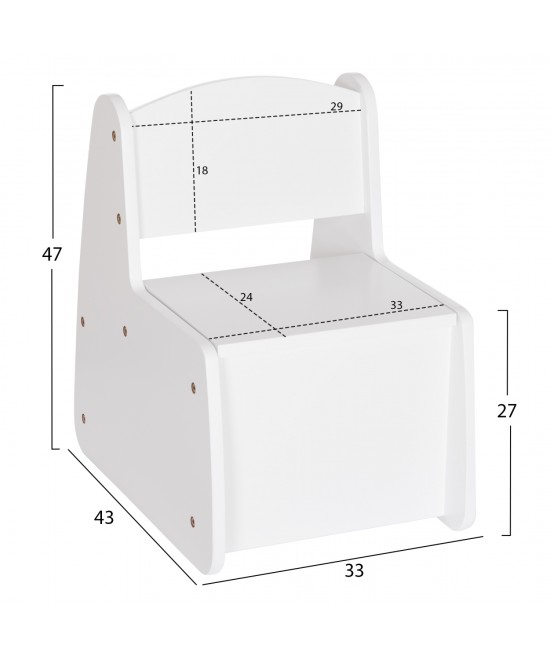 ΠΑΙΔΙΚΟ ΚΑΡΕΚΛΑΚΙ ΜΕ ΑΠΟΘ.ΧΩΡΟ RICKI HM18343.03 ΚΟΝΤΡΑΠΛΑΚΕ/MDF ΛΕΥΚΟ 33x43x47Υεκ