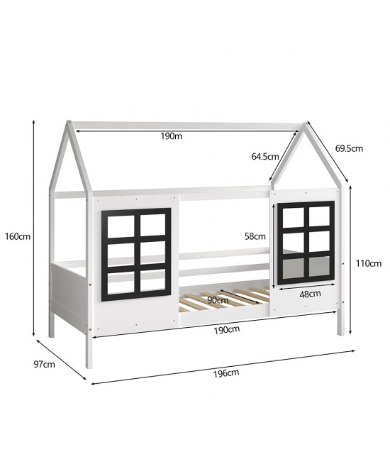 ΠΑΙΔΙΚΟ ΚΡΕΒΑΤΙ τ.MONTESSORI DOMER HM742.01 ΞΥΛΟ ΠΕΥΚΟΥ ΛΕΥΚΟ--ΓΙΑ 90x190εκ
