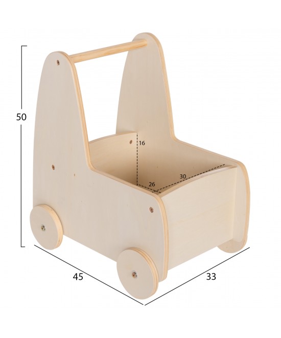 ΠΑΙΔΙΚΟ ΤΡΟΛΕΥ/ΚΑΡΟΤΣΑΚΙ RICKI HM18341.01 MDF & ΚΟΝΤΡΑΠΛΑΚΕ ΦΥΣΙΚΟ 33x45x50Υεκ