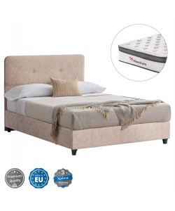 ΚΡΕΒΑΤΙ ΗΜΙΔΙΠΛΟ ΜΕ ΣΤΡΩΜΑ DOLORES HM10746.03 ΜΠΕΖ ΥΦΑΣΜΑ τ.NUBUCK--ΓΙΑ 120x200εκ