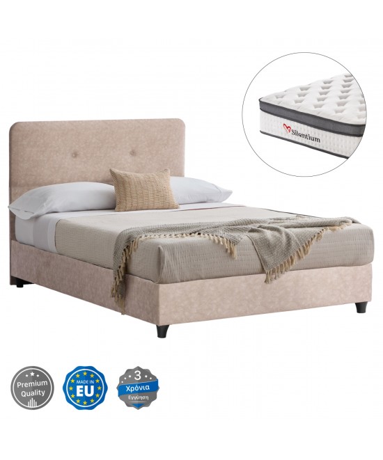 ΚΡΕΒΑΤΙ ΗΜΙΔΙΠΛΟ ΜΕ ΣΤΡΩΜΑ DOLORES HM10746.03 ΜΠΕΖ ΥΦΑΣΜΑ τ.NUBUCK--ΓΙΑ 120x200εκ
