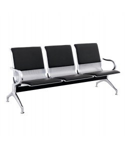 ΚΑΘΙΣΜΑ ΑΝΑΜΟΝΗΣ Τ.ΑΕΡΟΔΡΟΜΙΟΥ 3ΘΕΣΙΟ AVIATOR HM18400 ΜΕΤΑΛΛΟ ΜΕ PU ΜΑΥΡΟ 171x64x77Υ