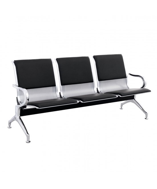 ΚΑΘΙΣΜΑ ΑΝΑΜΟΝΗΣ Τ.ΑΕΡΟΔΡΟΜΙΟΥ 3ΘΕΣΙΟ AVIATOR HM18400 ΜΕΤΑΛΛΟ ΜΕ PU ΜΑΥΡΟ 171x64x77Υ