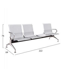 ΠΑΓΚΑΚΙ Τ.ΑΕΡΟΔΡΟΜΙΟΥ 3ΘΕΣΙΟ+ΤΡΑΠΕΖΙ AVIATOR HM18403 ΜΕΤΑΛΛΟ MESH ΓΚΡΙ 222x64x76Υεκ