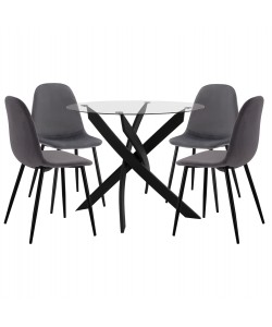 ΣΕΤ ΤΡΑΠΕΖΑΡΙΑΣ 5 ΤΜΧ HM11095.01 ΤΡΑΠΕΖΙ Φ90X74Υεκ. & 4 ΚΑΡΕΚΛΕΣ LEONARDO ΓΚΡΙ