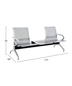 ΠΑΓΚΑΚΙ Τ.ΑΕΡΟΔΡΟΜΙΟΥ 2ΘΕΣΙΟ+ΤΡΑΠΕΖΙ AVIATOR HM18402 ΜΕΤΑΛΛΟ MESH ΓΚΡΙ 171x64x76Υεκ