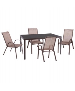 ΣΕΤ ΤΡΑΠΕΖΑΡΙΑΣ 5ΤΜΧ ΕΞΩΤ.ΧΩΡΟΥ LEOFER HM21009 ΤΡΑΠΕΖΙ & 4 ΠΟΛΥΘΡΟΝΕΣ--ΚΑΦΕ