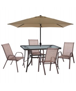 ΣΕΤ ΤΡΑΠΕΖΑΡΙΑΣ 6ΤΜΧ ΕΞΩΤ.ΧΩΡΟΥ BRAVO HM11543.02 ΤΡΑΠΕΖΙ-ΟΜΠΡΕΛΑ-4 ΠΟΛΥΘΡΟΝΕΣ--ΚΑΦΕ