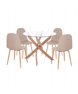 ΣΕΤ ΤΡΑΠΕΖΑΡΙΑΣ 5ΤΜΧ ΕΣ.ΧΩΡΟΥ JAFARU HM10885.12 ΣΤΡΟΓΓΥΛΟ ΤΡΑΠΕΖΙ Φ90 & 4 ΚΑΡΕΚΛΕΣ--ΜΠΕΖ