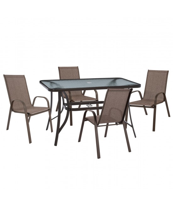 ΣΕΤ ΤΡΑΠΕΖΑΡΙΑΣ 5ΤΜΧ BRAVO HM10900.12--ΤΡΑΠΕΖΙ & 4 ΚΑΡΕΚΛΕΣ 120x70εκ -ΚΑΦΕ