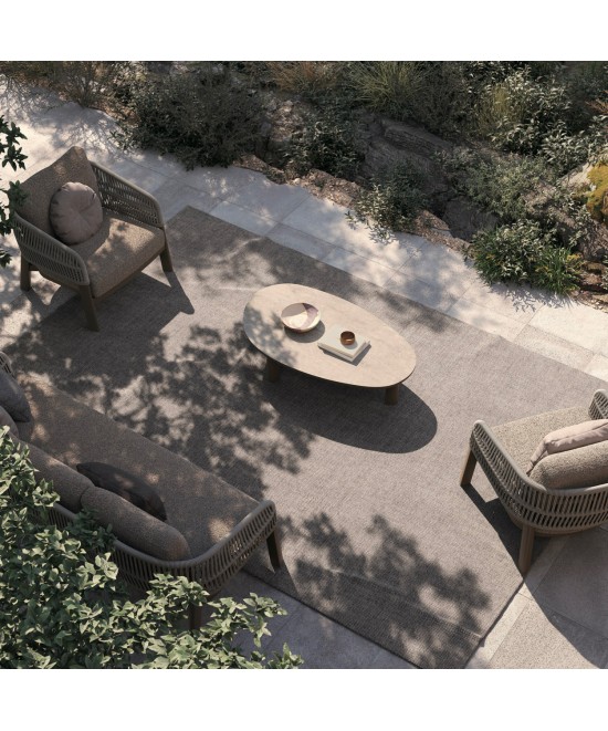 ΣΕΤ ΣΑΛΟΝΙ 4ΤΜΧ MAHAL HM6424.02 ΚΡΕΜ ΑΛΟΥΜΙΝΙΟ--ΜΠΕΖ OLEFIN & ΣΧΟΙΝΙ STRAP