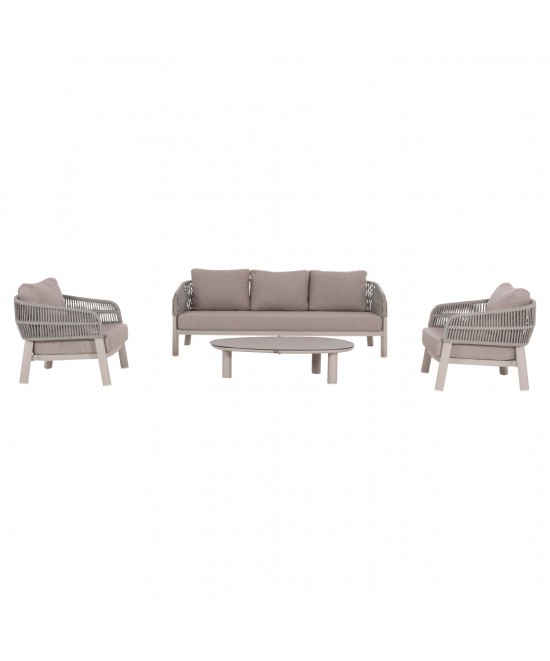ΣΕΤ ΣΑΛΟΝΙ 4ΤΜΧ MAHAL HM6424.02 ΚΡΕΜ ΑΛΟΥΜΙΝΙΟ--ΜΠΕΖ OLEFIN & ΣΧΟΙΝΙ STRAP