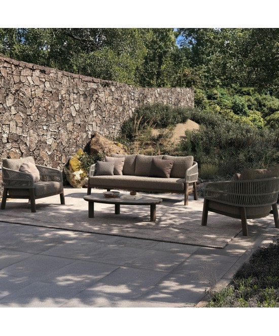 ΣΕΤ ΣΑΛΟΝΙ 4ΤΜΧ MAHAL HM6424.02 ΚΡΕΜ ΑΛΟΥΜΙΝΙΟ--ΜΠΕΖ OLEFIN & ΣΧΟΙΝΙ STRAP