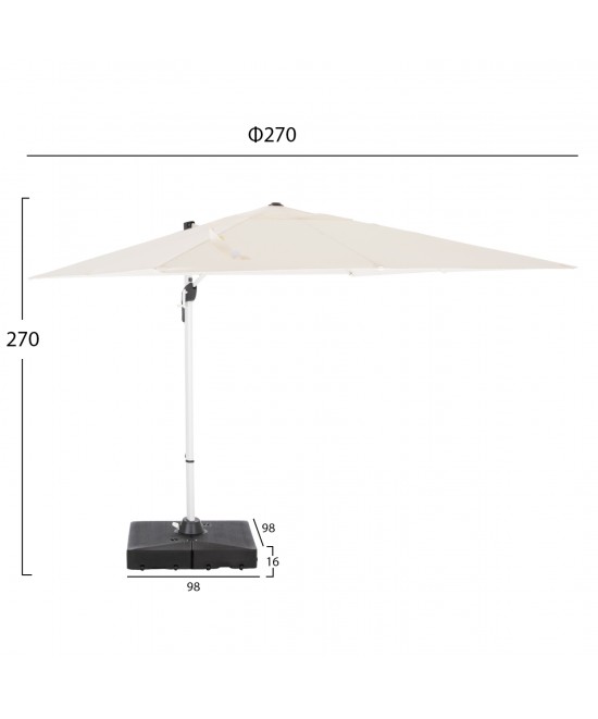 ΕΠΑΓΓΕΛΜΑΤΙΚΗ ΟΜΠΡΕΛΑ 2.7x2.7μ ΜΕ ΒΑΣΗ ΝΕΡΟΥ JAVANTE HM10857.02 ΛΕΥΚΟ ΑΛΟΥΜ. & ΠΑΝΙ