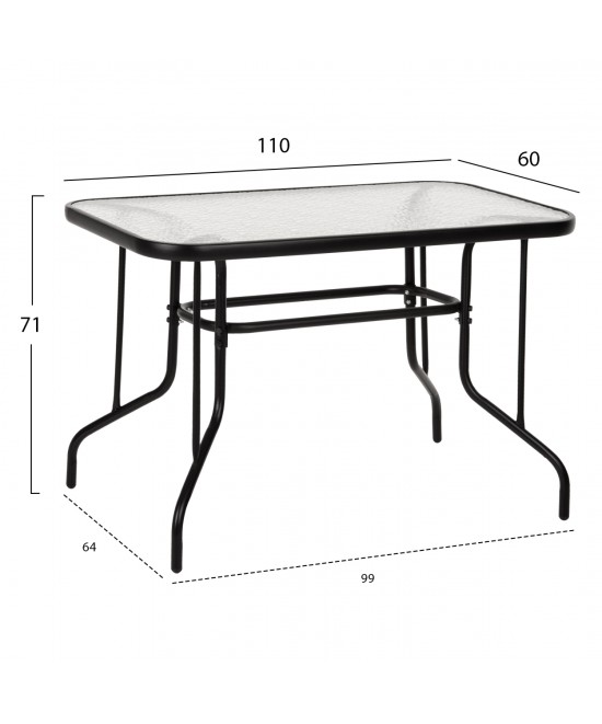 ΣΕΤ ΤΡΑΠΕΖΑΡΙΑΣ 5ΤΜΧ LEONE HM10835.03 ΚΑΡΕΚΛΕΣ ΜΕΤΑΛΛΙΚΕΣ & ΤΡΑΠΕΖΙ 110x60εκ ΜΑΥΡΟ
