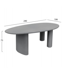 ΤΡΑΠΕΖΙ ΤΡΑΠΕΖΑΡΙΑΣ ΟΒΑΛ VOLPE HM6599.01 ΓΚΡΙ FIBER CEMENT 240x100x75Υεκ