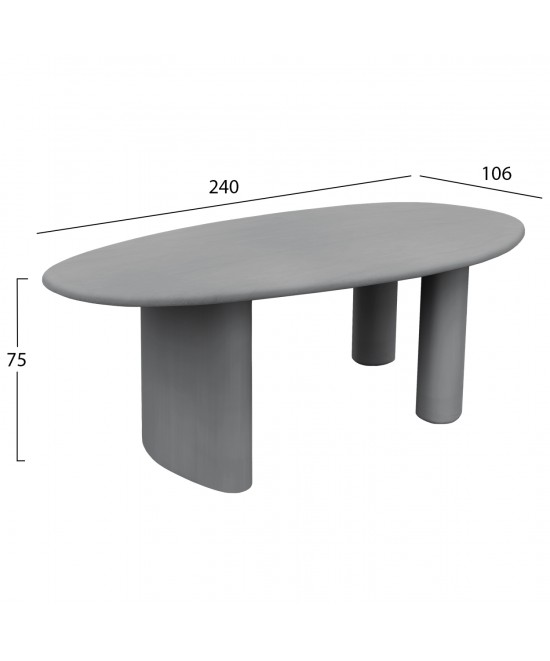 ΤΡΑΠΕΖΙ ΤΡΑΠΕΖΑΡΙΑΣ ΟΒΑΛ VOLPE HM6599.01 ΓΚΡΙ FIBER CEMENT 240x100x75Υεκ