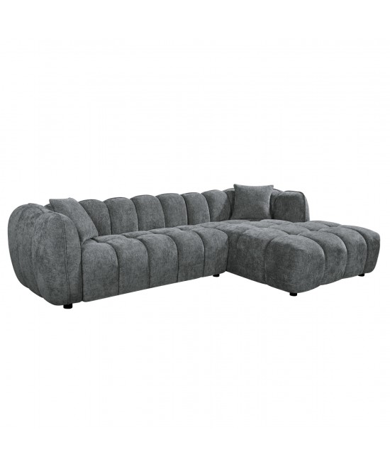 ΚΑΝΑΠΕΣ ΓΩΝΙΑ (ΔΕΞΙΑ) LYKKE HM3326.01R ΓΚΡΙ ΥΦΑΣΜΑ 280x89-165(η γωνία)x70Υεκ