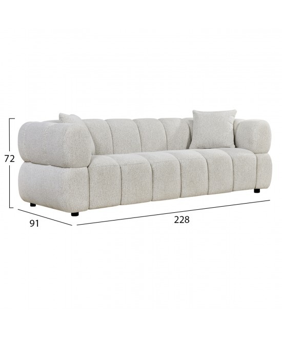ΚΑΝΑΠΕΣ 3-ΘΕΣΙΟΣ NORIKA HM3331.02 ΕΚΡΟΥ ΥΦΑΣΜΑ 228x91x72Υεκ.